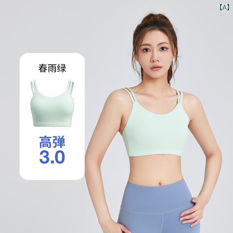 ヨガウェア レディース 高弾性 スポーツブラ 耐震 美背 インナー 一体型 パッド付き 肩紐 細め 伸縮性 吸汗速乾