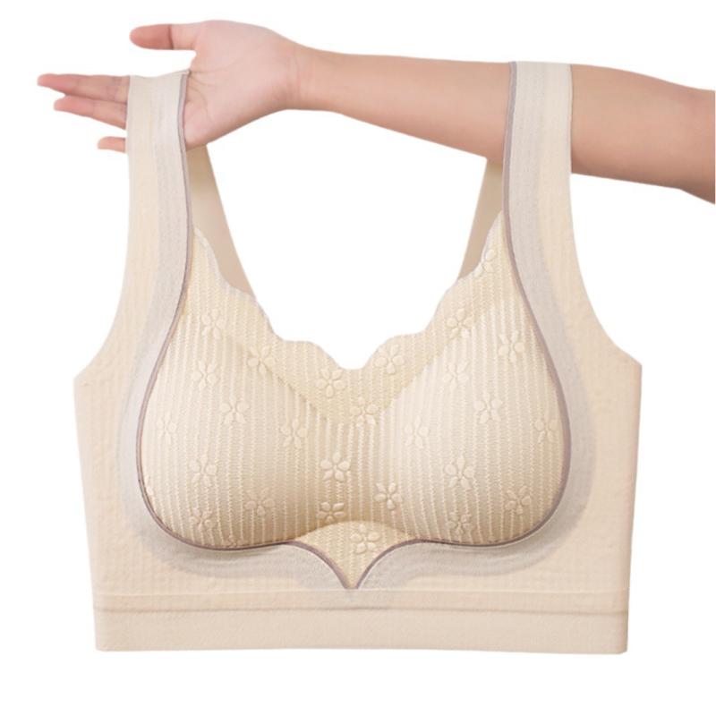 ブラジャー レディース レース ノンワイヤー ずれにくい 盛りブラ 一体型 カップ 接触冷感 パッド2