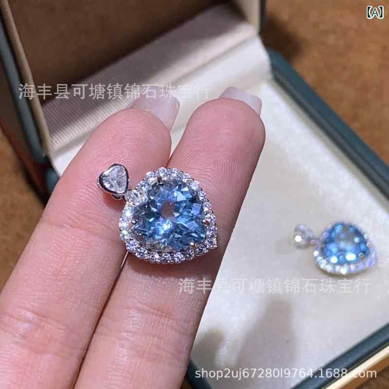 乐天商城 - ネックレス レディース S925 シルバー ジルコニア 宝石 ペンダント ハート ブルー 電気メッキ加工 チョーカー かわいい おしゃれ ギフト プレゼント