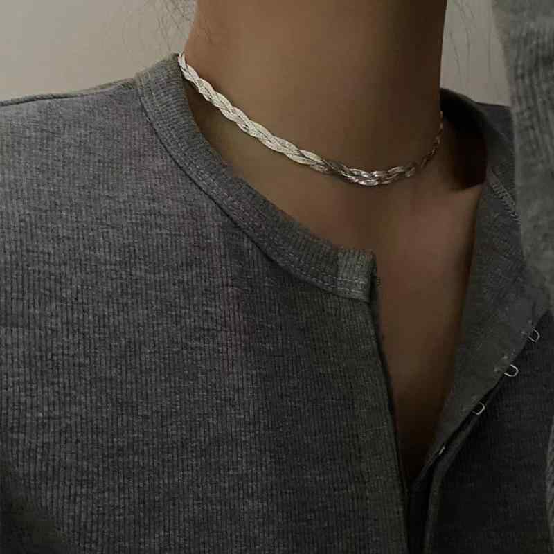 ネックレス レディース S925 シルバー 追光者 インスタ風 三層 編み込み ハンドメイド チョーカー ペンダント シルバー925