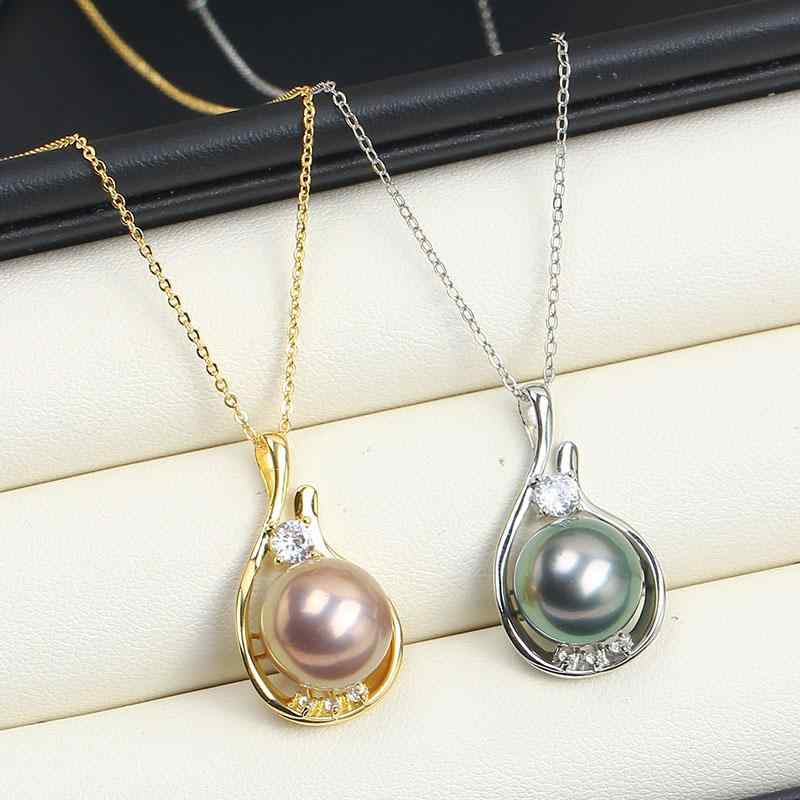 Cross - ネックレス レディース S925 シルバー 電気メッキ加工 曲線 ジルコニア パール ペンダント ロングネックレス DIY アクセサリー ギフト