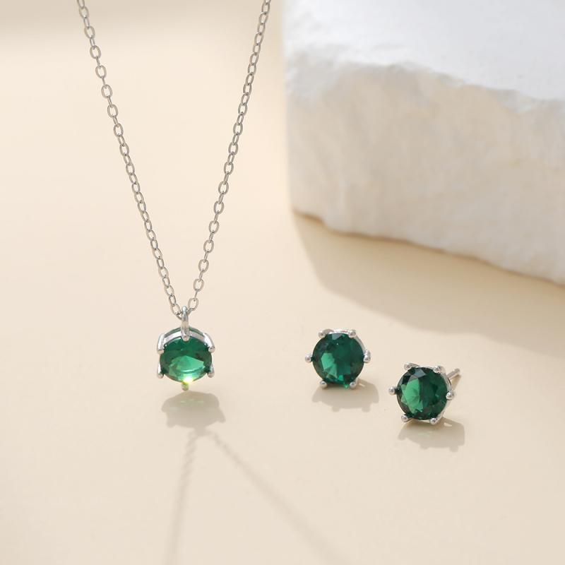 Green - ネックレス レディース シルバー925 十二支 誕生石 ジルコニア 韓国 かわいい シンプル カラージルコニア セット