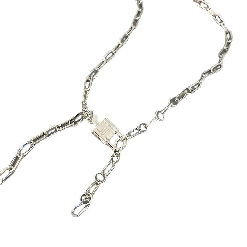 Akoya Pearl - ネックレス レディース 鎖骨チェーン 粗め 小ぶり アクセサリー レトロ ヒップホップ クール シンプル チタン 合金 パール 電気メッキ加工
