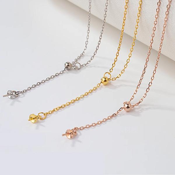 SWAROVSKI - ネックレス S925 シルバー パール ペンダントトップ DIY 十字 裸 チェーン 手作り アクセサリー Y字 調節