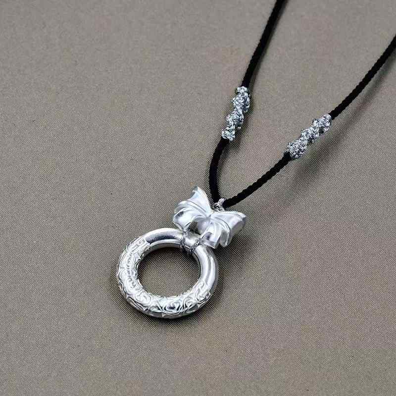 ネックレス レディース シルバー999 ペンダントトップ 平安扣 蓮の花 転運珠 カップル ラッキーアイテム ギフト