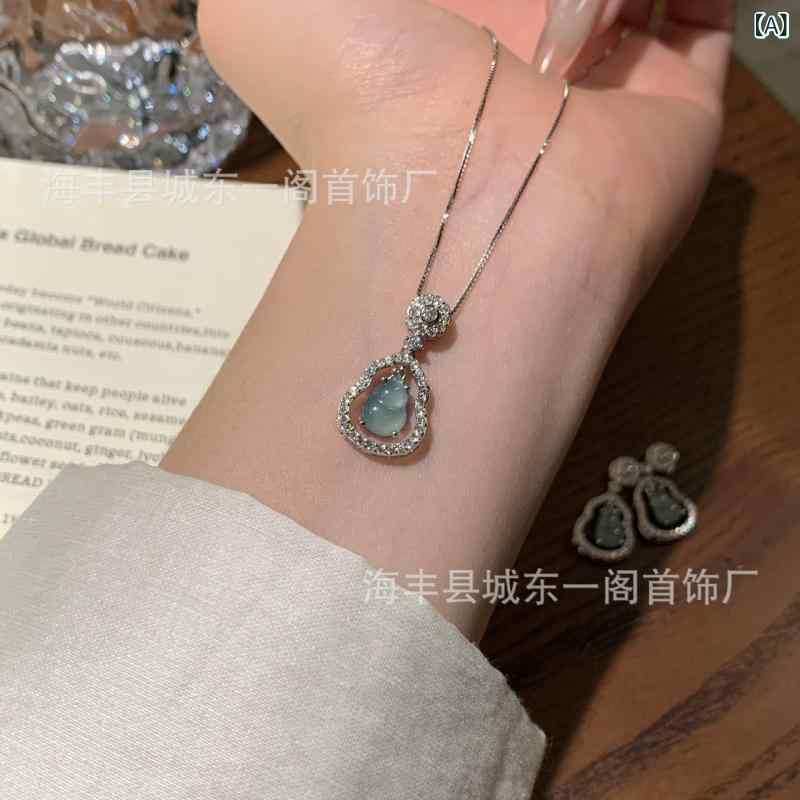 Other - ネックレス レディース ブルー翡翠 ヒョウタン ペンダント シルバー925 電気メッキ加工 小ぶり かわいい チョーカー