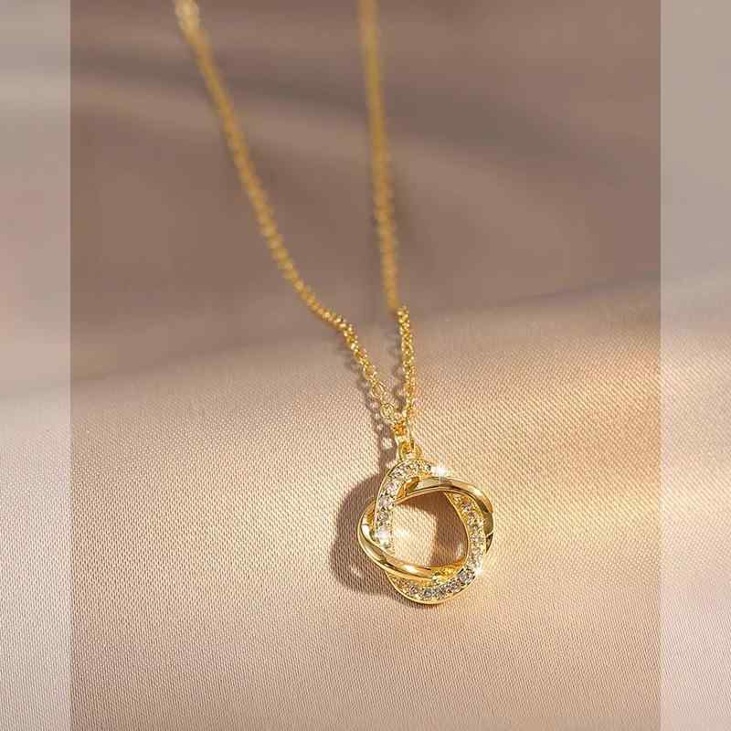 ネックレス レディース 豪華感 バラ ローズ 花 リング サークル ペンダント 鎖骨 チェーン ゴールド シルバー アレルギー対応 エレガント 上品 かわいい おしゃれ ギフト プレゼント2(4.0)