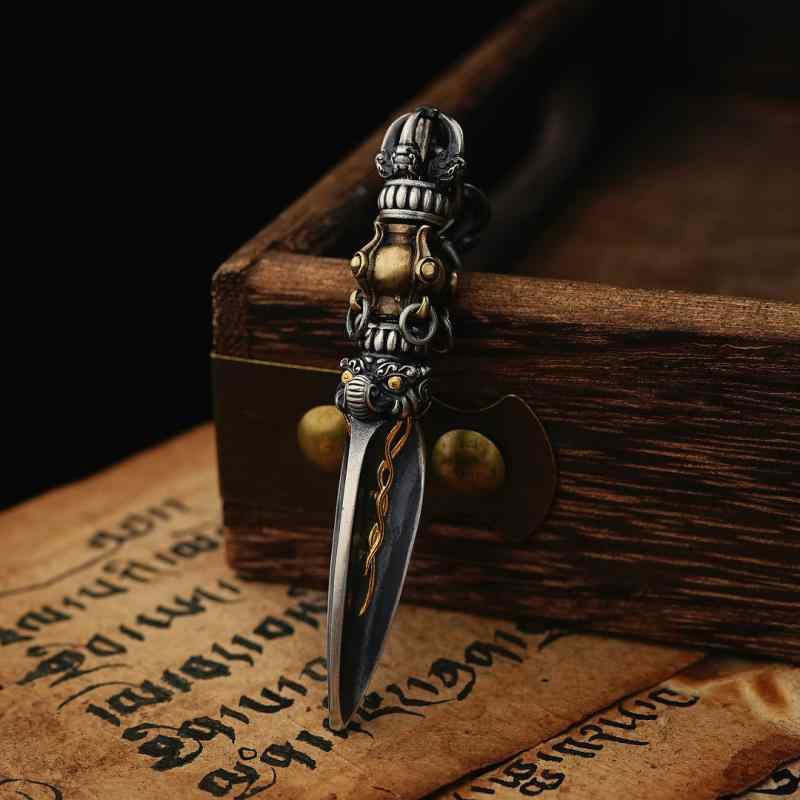 ネックレス ペンダントトップ 男性用 伝統 密教法具 金剛杵 シルバーアクセサリー ゴールド