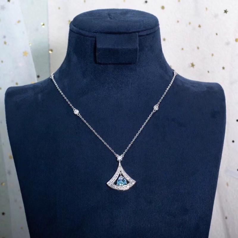 SWAROVSKI - ネックレス レディース サファイア ジルコニア 扇子 ペンダント 豪華感 ラッキーアイテム
