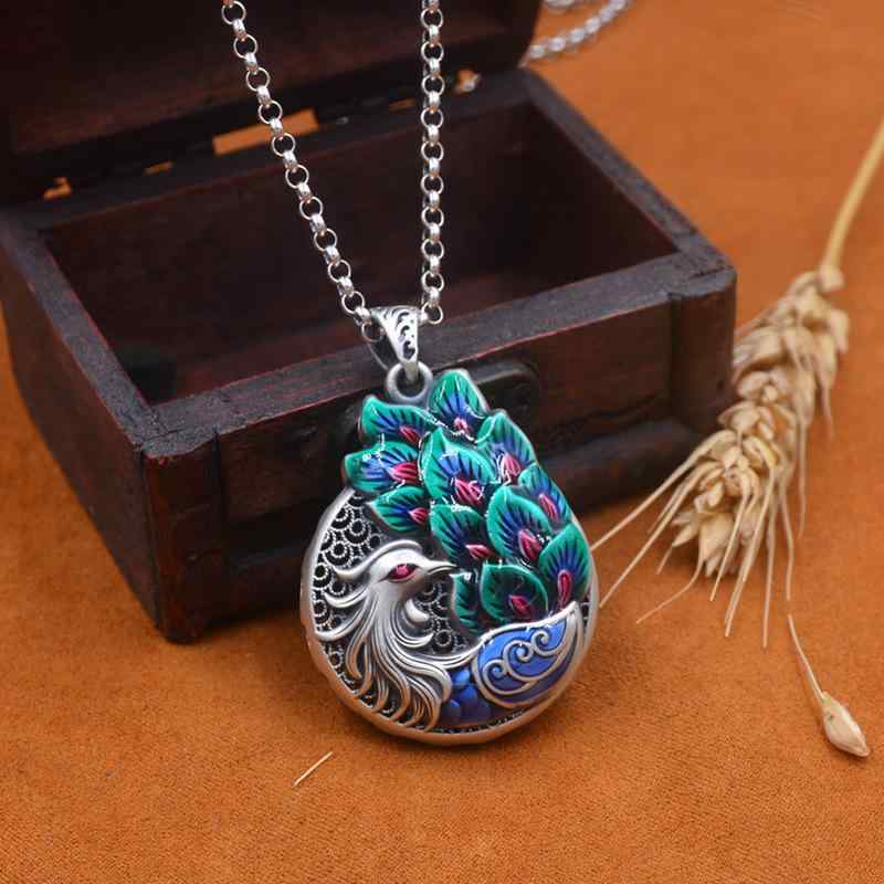 Heart - ネックレス レディース S999 シルバー ペンダント レトロ 文芸 ロングネックレス シルバーアクセサリー
