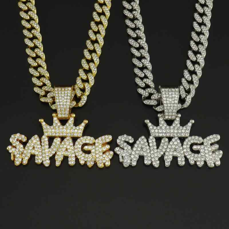 Akoya Pearl - ネックレス レディース 鎖骨チェーン 大ぶり ジルコニア クラウン SAVAGE アルファベット ペンダント ヒップホップ ラッキーアイテム 電気メッキ加工 普段使い パーティー イベント