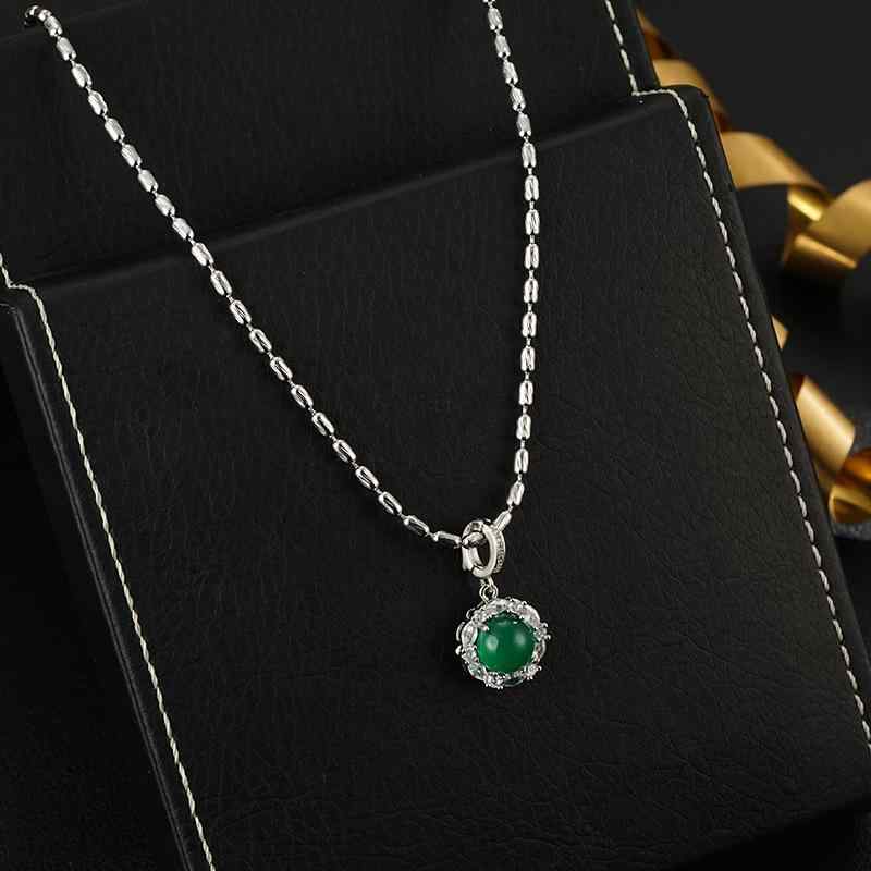 ネックレス レディース S925 シルバー 绿玉髓 ペンダント エレガント 上品 圆型 锁骨チェーン おしゃれ アクセサリー ジュエリー ギフト