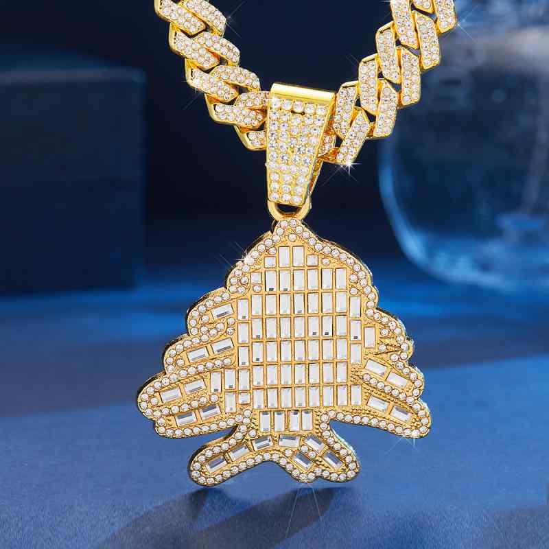 ネックレス メンズ ペンダントトップ 合金 キューブ ジルコニア クリスマスツリー 飾り 風 ヒップホップ 小さめ アレンジ2