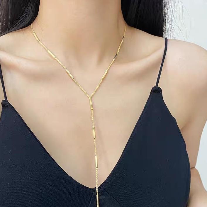 Pearl - ネックレス レディース チタン鋼 Y字 ラッキーアイテム 鎖骨チェーン 流星 ペンダント シンプル 普段使い