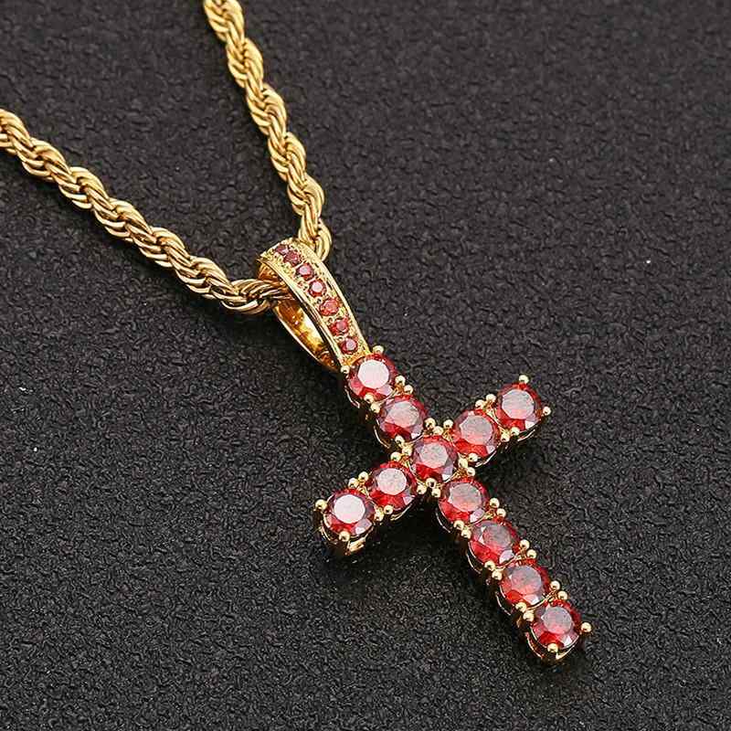 ネックレス メンズ アクセサリー 十字架 クロス ジルコニア ペンダント 銅 ヒップホップ ラッキーアイテム 電気メッキ加工 ブローチ ショール