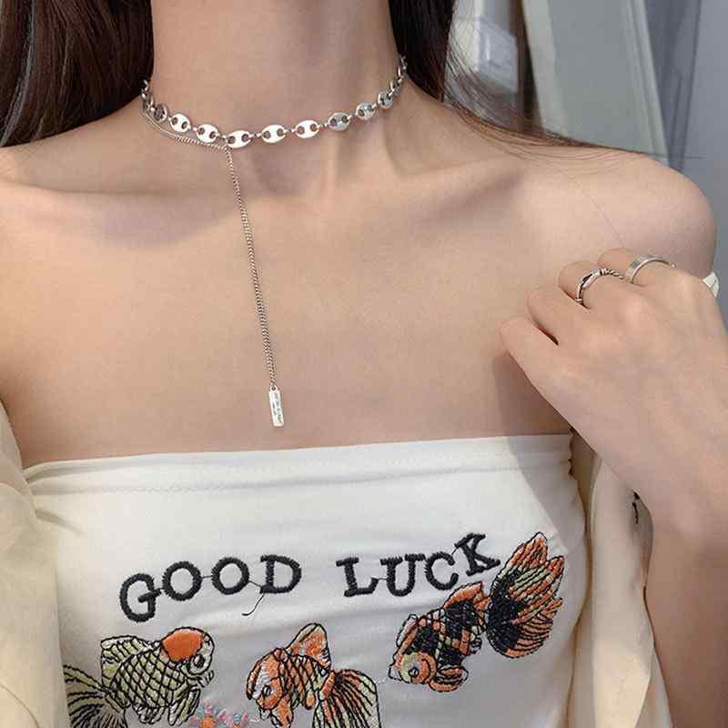 ネックレス レディース シルバー925 豚鼻 モチーフ チョーカー 小さめ シンプル レトロ おしゃれ アクセサリー