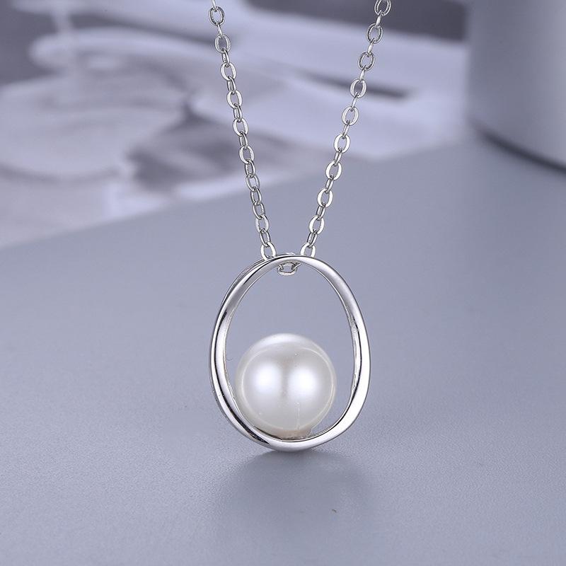 Pink - ネックレス レディース S925 シルバー パール ペンダント DIY アクセサリー 百合の紋章 空枠パーツ シンプル 普段使い 軽量
