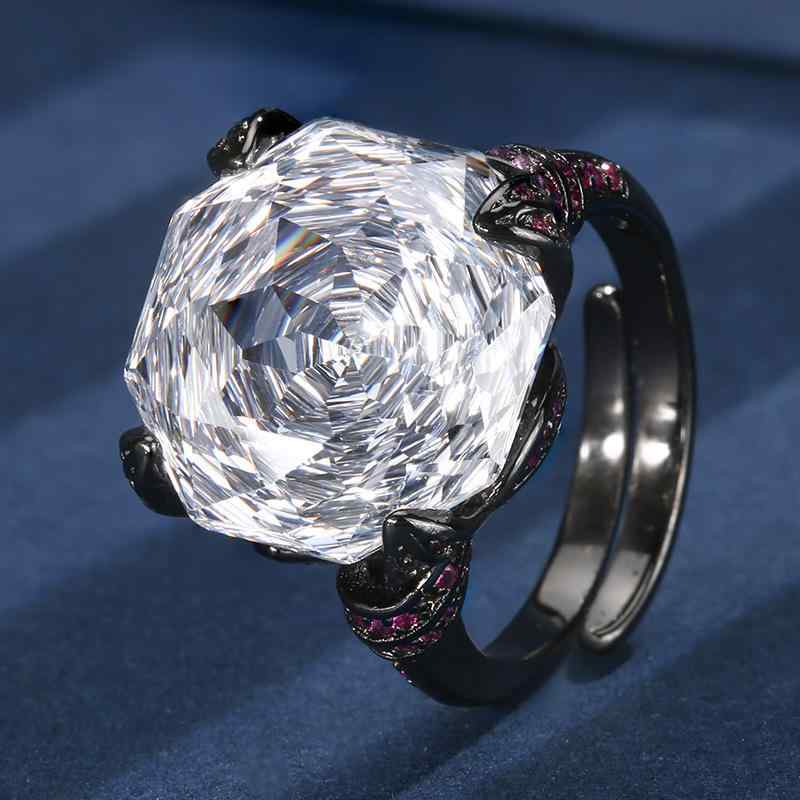 指輪 レディース 黒 ブラック ゴールド レトロ リング アクセサリー ジュエリー 銅製 電気メッキ加工 ジルコニア バラ モチーフ 16mm