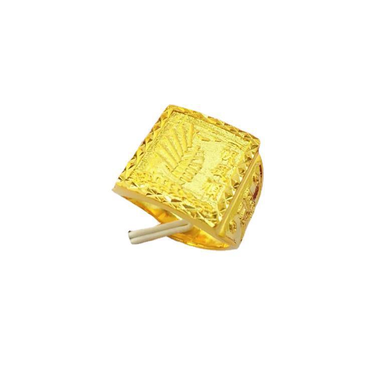 指輪 メンズ 男性用 ラッキーアイテム エスニック ベトナム 金メッキ 大展鸿图 一帆风顺2