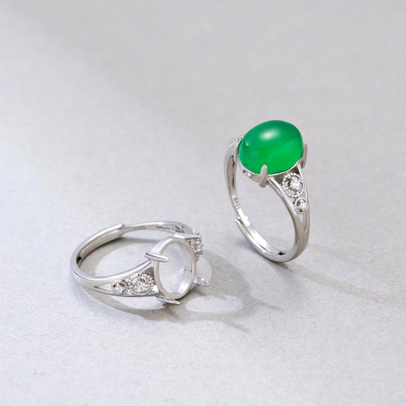 指輪 シルバー925 プラチナメッキ たまご型 爪留め ジルコニア 空枠 リング オープンリング サイズ調整可能 精巧 軽やか 豪華感 ラグジュアリー