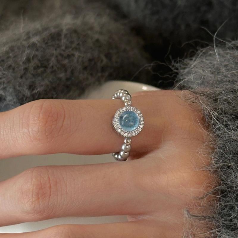 指輪 レディース シルバー925 真多麻パール 海藍宝 ジルコニア 小さめ エレガント 冷淡 高見え 食指