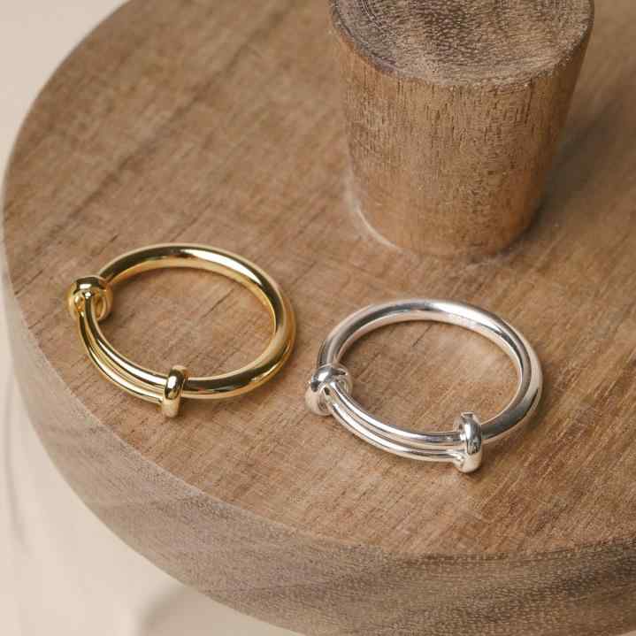 指輪 S925 シルバー 幾何学模様 円形 調節可能 極細 シンプル 手元 アクセサリー