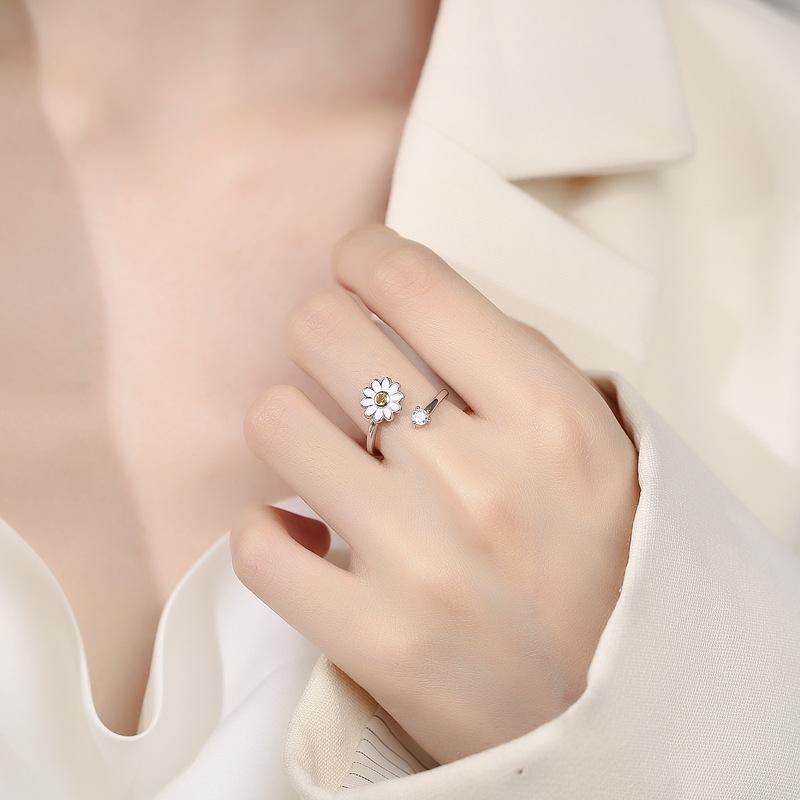 指輪 S925 シルバー 菊 花 ドロップリング エナメル 小ぶり シンプル 指輪 ラッキーアイテム リング シルバーリング 普段使い かわいい