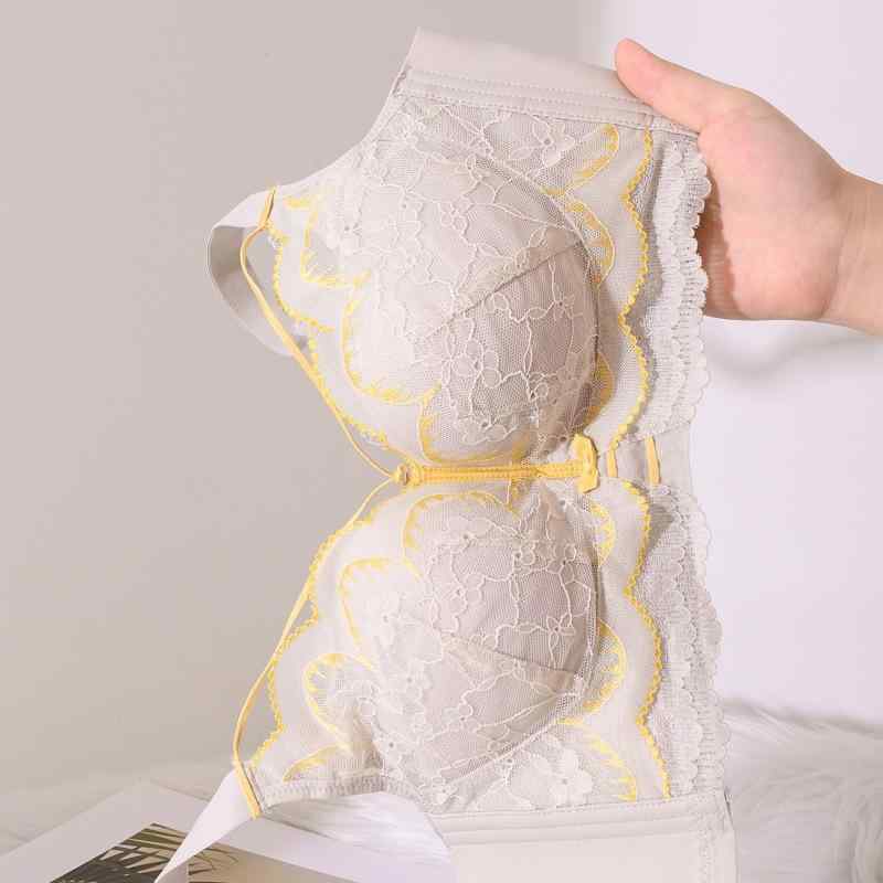 ブラジャー レディース 小胸 谷間メイク 脇高 補正 調整型 ノンワイヤー ハーフカップ 厚手 セクシー レース