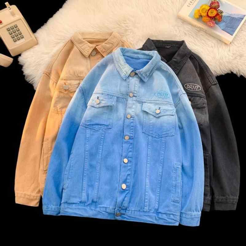 Jumper, Blouson - デニムジャケット メンズ 秋冬 男性用 Gジャン グラデーション ダメージ加工 ウォッシュ加工 アメカジ ストリート系 ゆったり 羽織り アウター