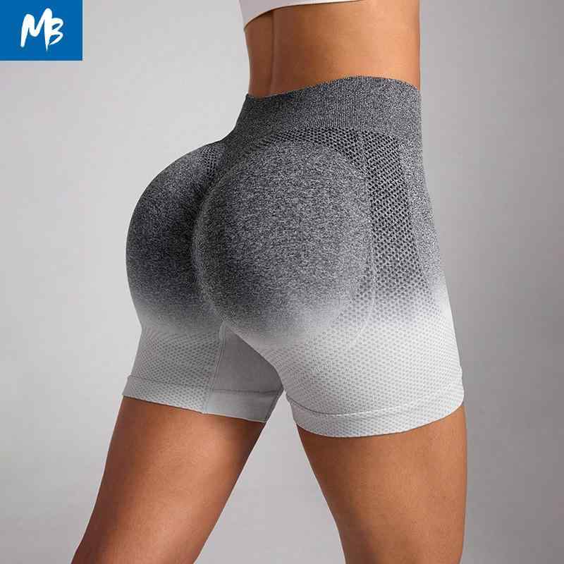 ショートパンツ レディース ヨガウェア シームレス グラデーション 通気性 吸汗速乾 ハイウエスト ストレッチ 伸縮性 スポーツ 運動 部屋着 普段使い