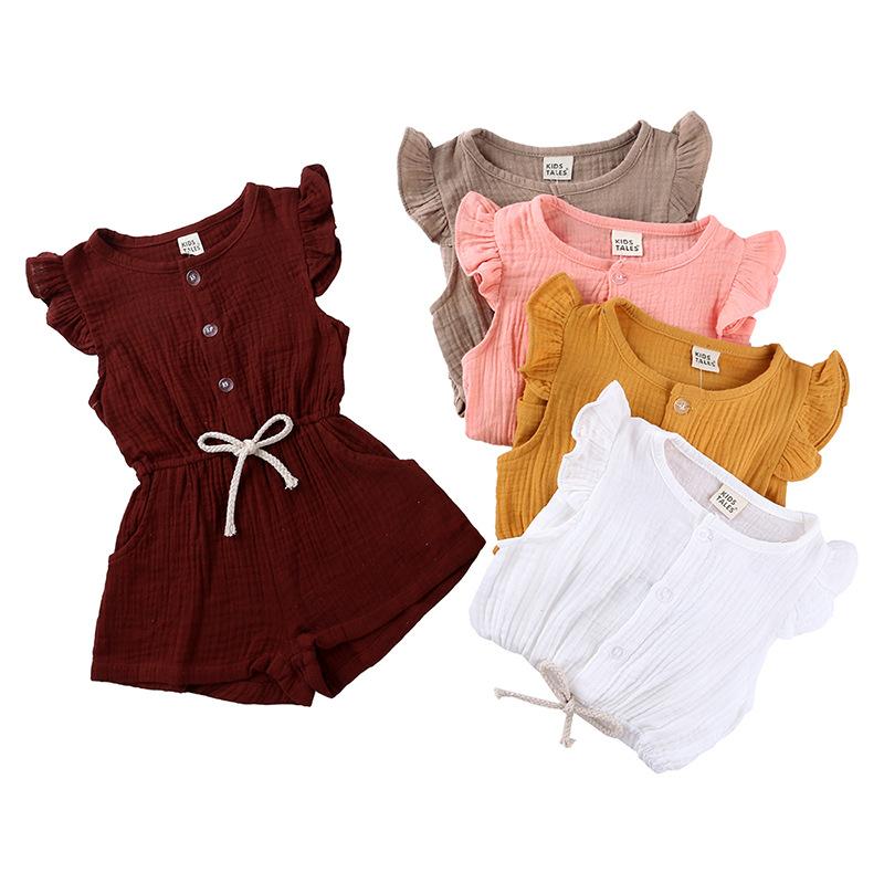 子供服 女の子 半袖ロンパース ショートパンツ セットアップ 無地 前開き かわいい おしゃれ 女児 ベビ..