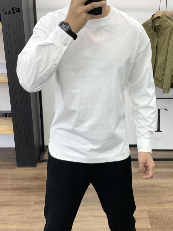Tシャツ メンズ 男性用 長袖 丸首 コットン トップス 普段使い リラックス ゆったり シンプル 無地 春秋・スタイル: 港风・柄: 纯色・対象: 青少年・タイプ: プルオーバー・ネックライン: ラウンドネック・袖丈: 長袖・・メイン素材: ポリエステル・メイン素材の含有量: 31～50%・シーン: デイリー・ディテール: ステッチ・色: ブラック, ホワイト・サイズ: M, L, XL, XXL, XXXL・袖のタイプ: レギュラー・重さ: 約250～300g・対象年齢: 成人・対象性別: 男性・製品カテゴリ: Tシャツ