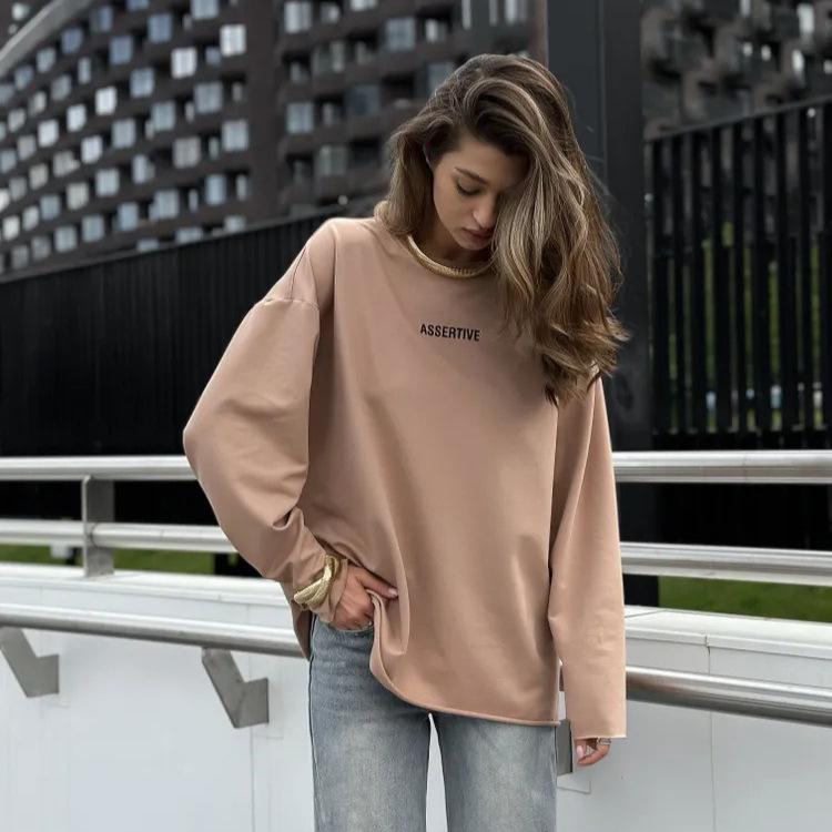 Tシャツ レディース 春夏 ゆったり オーバーサイズ ラウンドネック 長袖 カットソー カジュアル トップス 接触冷感 吸湿速乾 普段使い