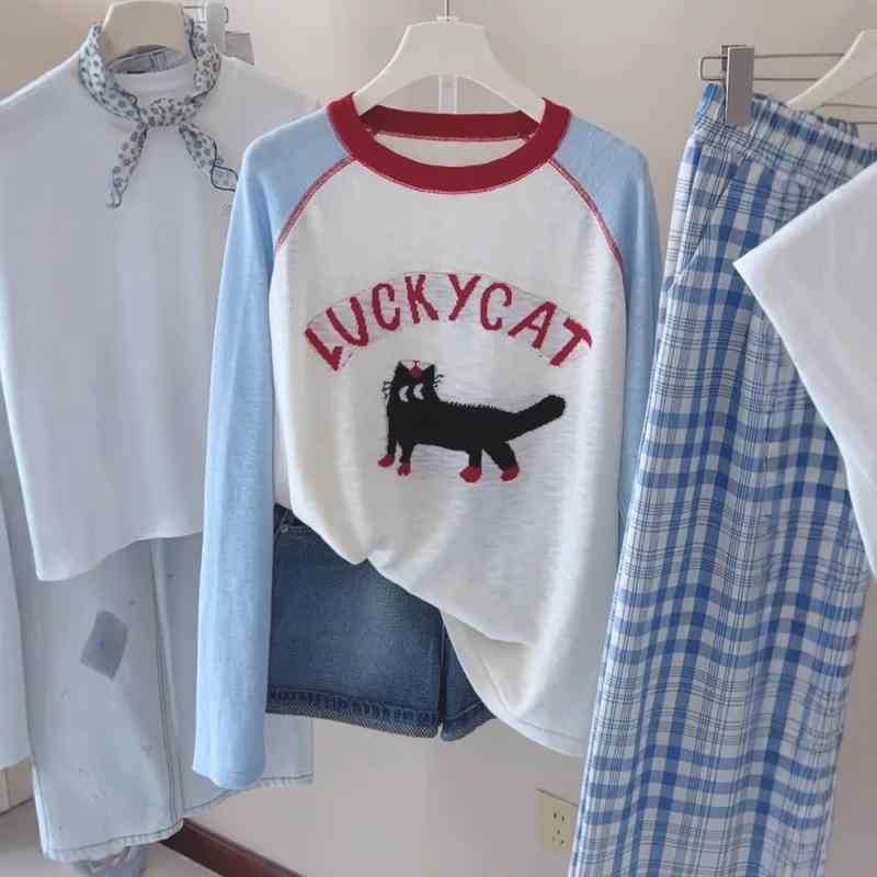 Tシャツ レディース 春夏 韓国 ゆったり 薄手 日焼け防止 接触冷感 長袖 トップス カットソー ブルー ドロップショルダー 体型カバー