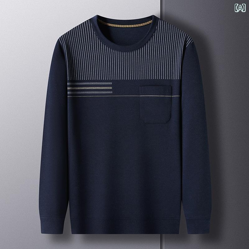 Tシャツ 男性用 長袖 ミドルエイジ シニア ラウンドネック カジュアル トップス インナーシャツ カットソー sofapotato-10522612 ソファポテト サンプル画像2