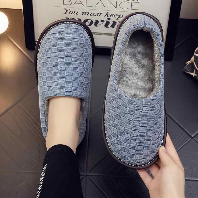 スリッパ ルームシューズ メンズ レディース 秋冬 室内履き 滑り止め 暖かい 防寒 ふわふわ もこもこ 軽量 カップル 格子柄2