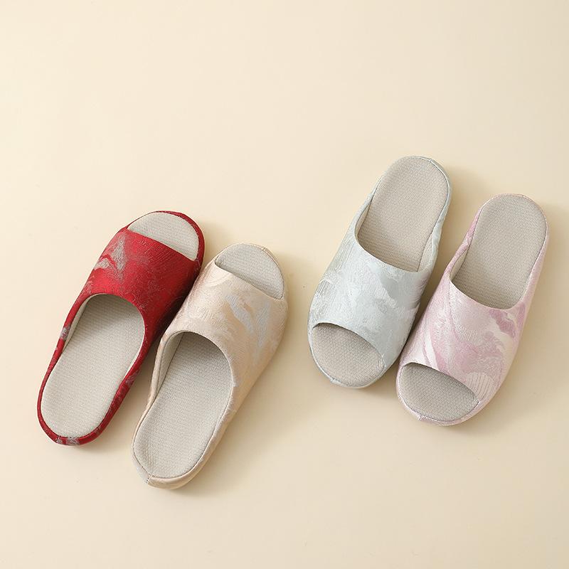 スリッパ レディース 室内用 綿麻 静音 滑り止め 通気性 麻 リネン 春夏 秋冬