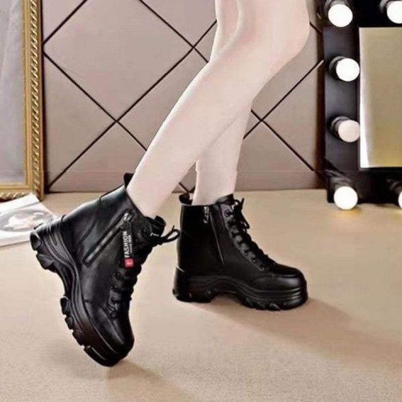 ブーツ レディース 厚底 インヒール レースアップ ショートブーツ ブーティー 普段使い 疲れない 歩きやすい 美脚効果 おしゃれ かわいい カジュアル