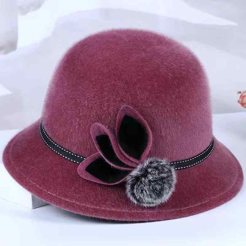 帽子 レディース 秋冬 中高年 女性用 ハット ウール 盆帽 厚手 防風 母 婦人 バケットハット おばあちゃん あたたかい