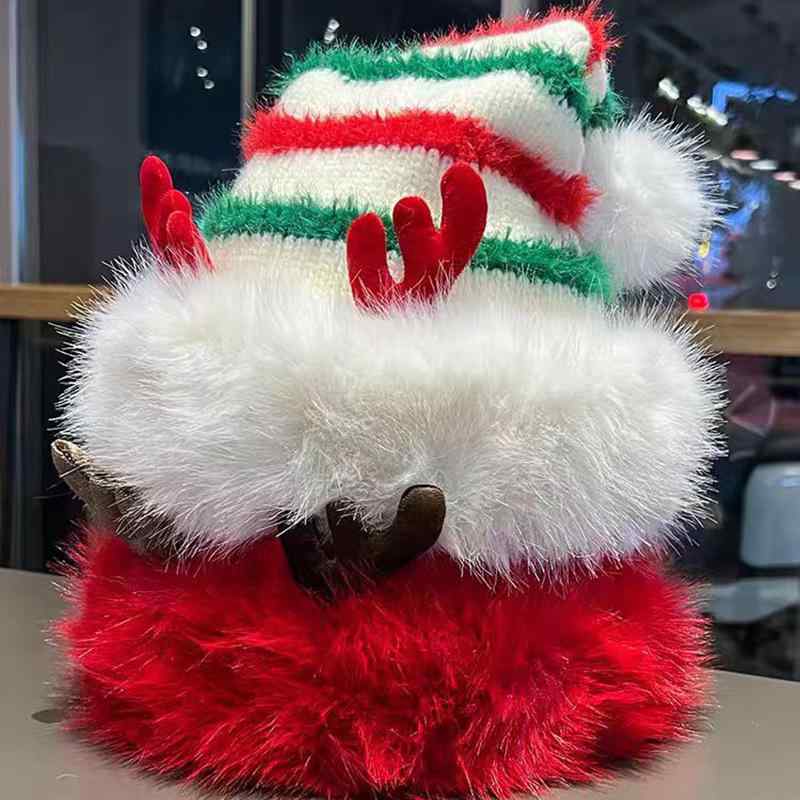 ニット帽 レディース 秋冬 防寒 暖かい かわいい ポンポン付き 裏起毛 厚手 クリスマス プレゼント 赤色