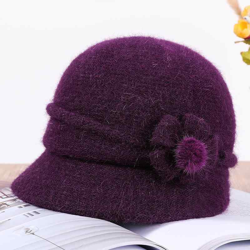 帽子 レディース 秋冬 中高年 婦人 奶奶 保温 ウサギの毛 ニット あったか お洒落 ハット バケットハット