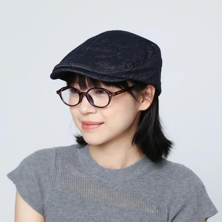 For Women - 帽子 レディース デニム キャスケット 濃紺 大きめ 小顔効果 おしゃれ ファッション 秋冬