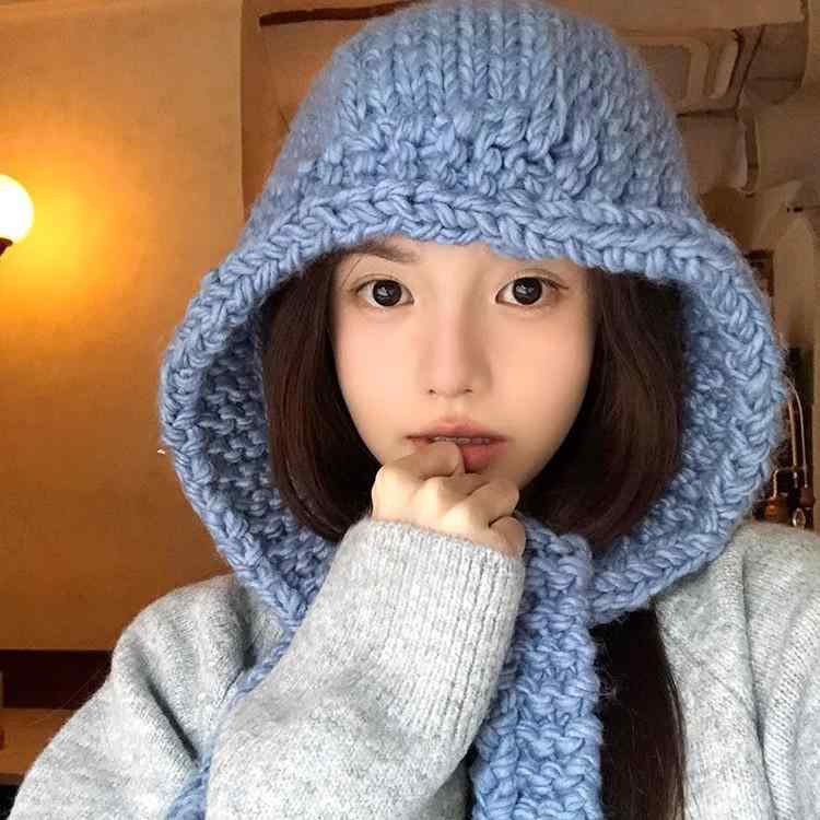 帽子 レディース 秋冬 ニット帽 厚手 防寒 保温 耳当て バラクラバ 手編み風 粗編み 小顔効果 かわいい おしゃれ 普段使い