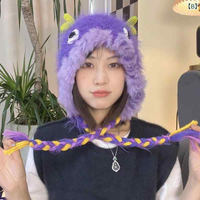 ニット帽 レディース かわいい 秋冬 防寒 保温 裏起毛 小顔効果 学生 あったか 雷鋒帽 耳あて付き ファッション