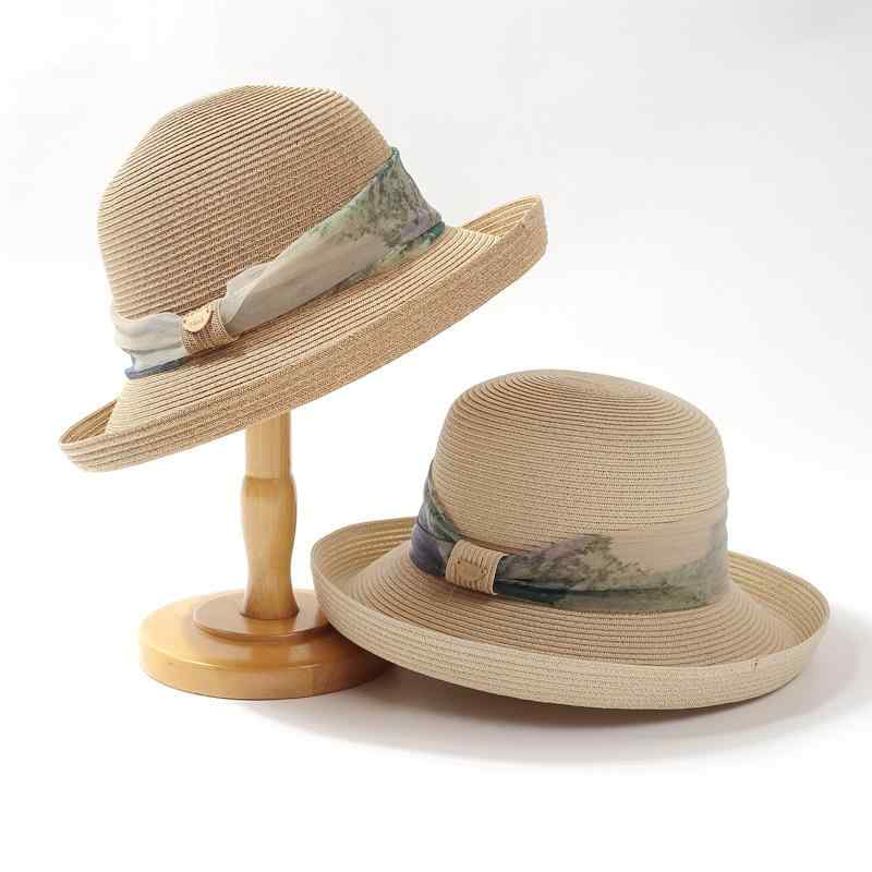 麦わら帽子 レディース エレガント 日よけ帽子 丸平天ハット 海辺 リゾート ビーチ帽子 デザイン 接触冷感 UVカット帽子