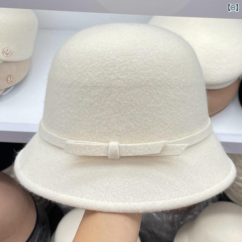 帽子 レディース 秋冬 ウール 漁夫帽 フレンチ レトロ エレガント 気質 お洒落 ハット 上品2