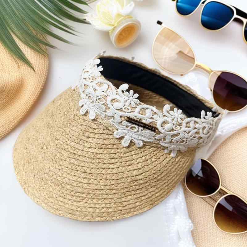 麦わら帽子 レディース ラフィアハット レース 春夏 つば広 日焼け防止 UVカット 接触冷感 遮光 紫外線対策 海 ビーチ リゾート 旅行 日よけ帽子 婦人用 かわいい おしゃれ2