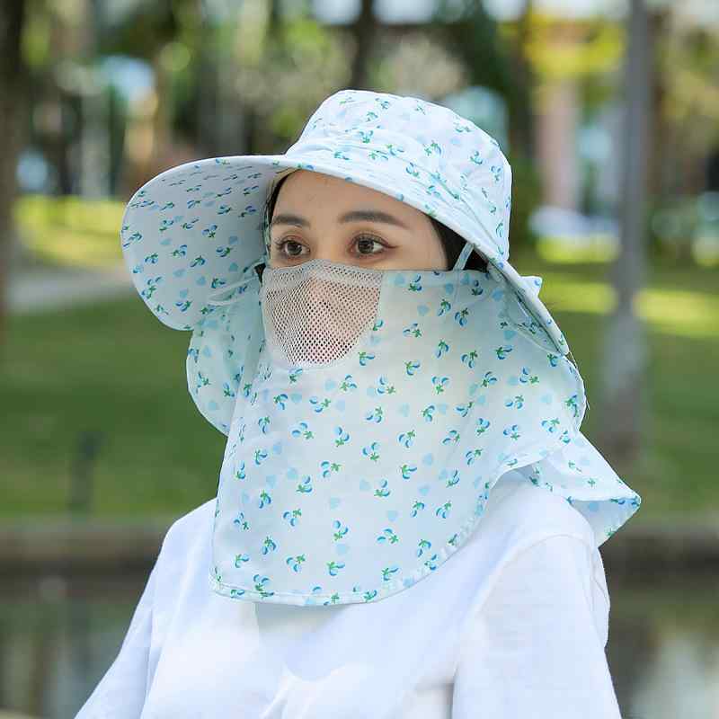 帽子 レディース 春夏 UVカット 紫外線対策 日焼け防止 つば広 ワーク ハット 農業 釣り 接触冷感 遮光 通気性 樱桃プリント2