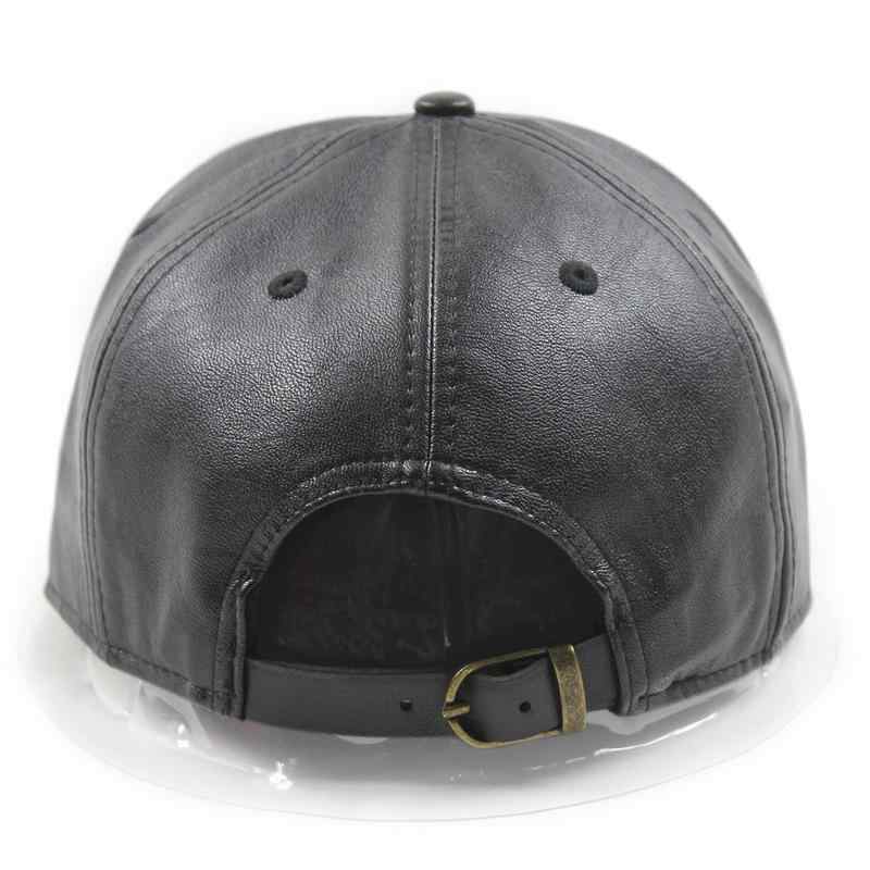 帽子 男性用 女性用 冬用 ブラック PUレザー フラットブリム ヒップホップ ストリートダンス ファッション おしゃれ2