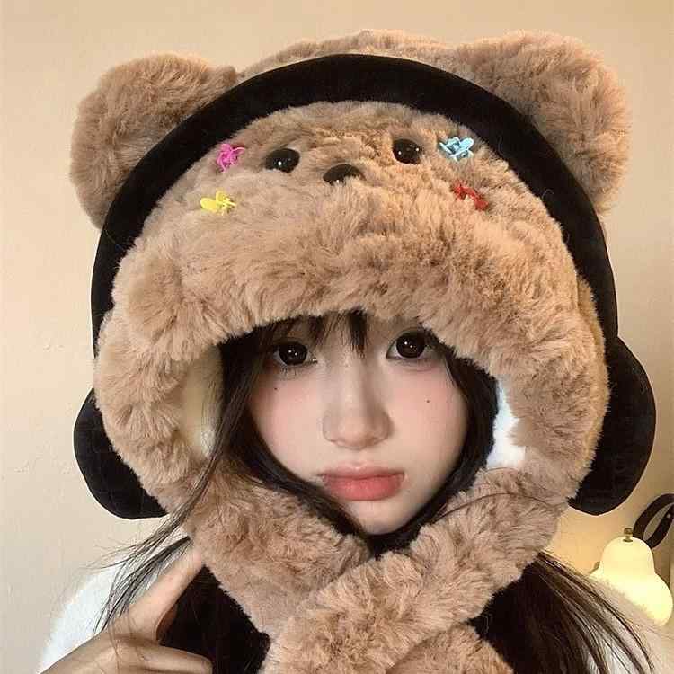 帽子 かわいい 耳付き 防寒 ニット帽 小顔効果 あったか 裏起毛 秋冬2